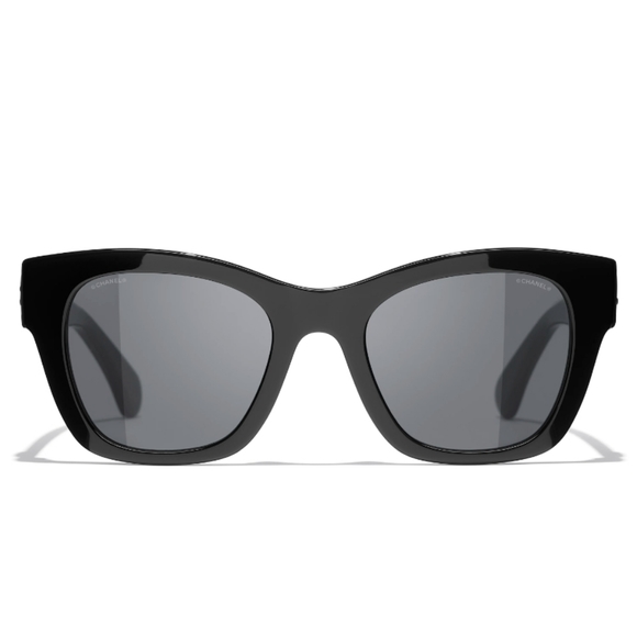 CHANEL Ref.5478 C501/S4, BLACK SUNGLASSES CHANEL HEART LOGO - Picture 3 of 15